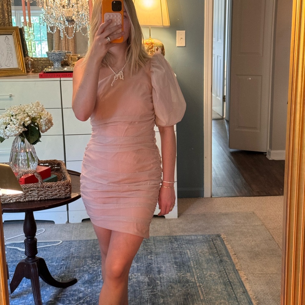 NBD Tan Ruffle Dress